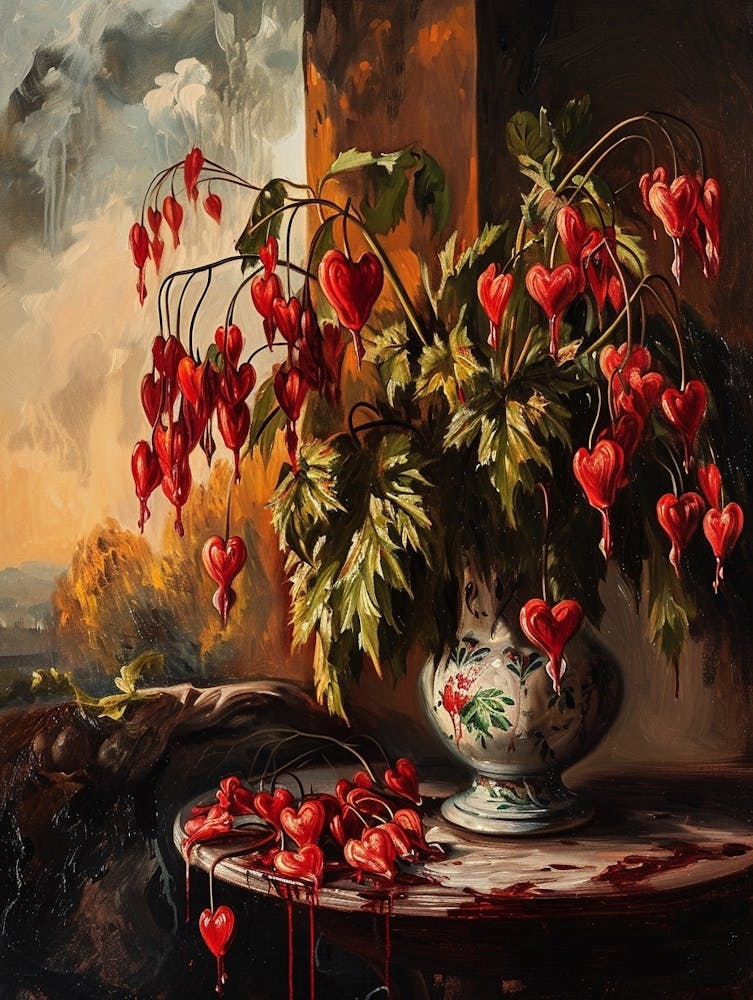 Baroque Floral Still Life Bleeding Hearts Dicentra 3