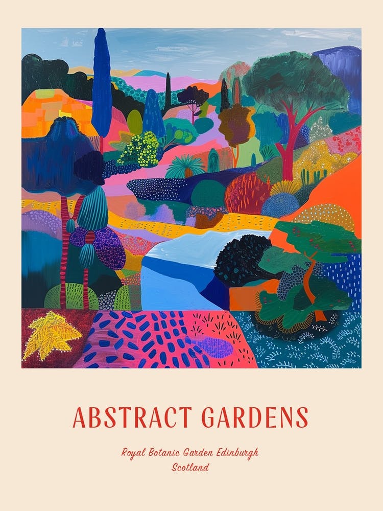 Colourful Gardens Royal Botanic Garden Edinburgh Scotland 3 Red Poster