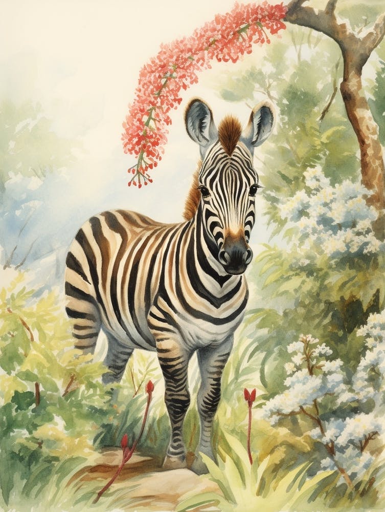 Storybook Animal Watercolour Zebra 2
