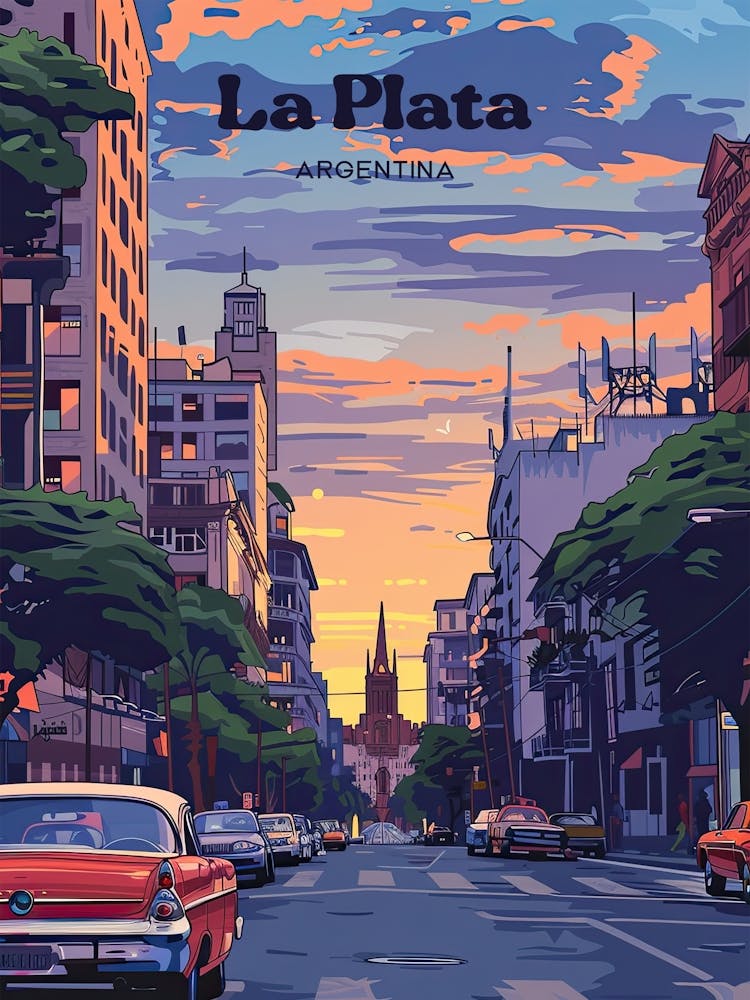 La Plata Argentina Cityscape Art Illustration