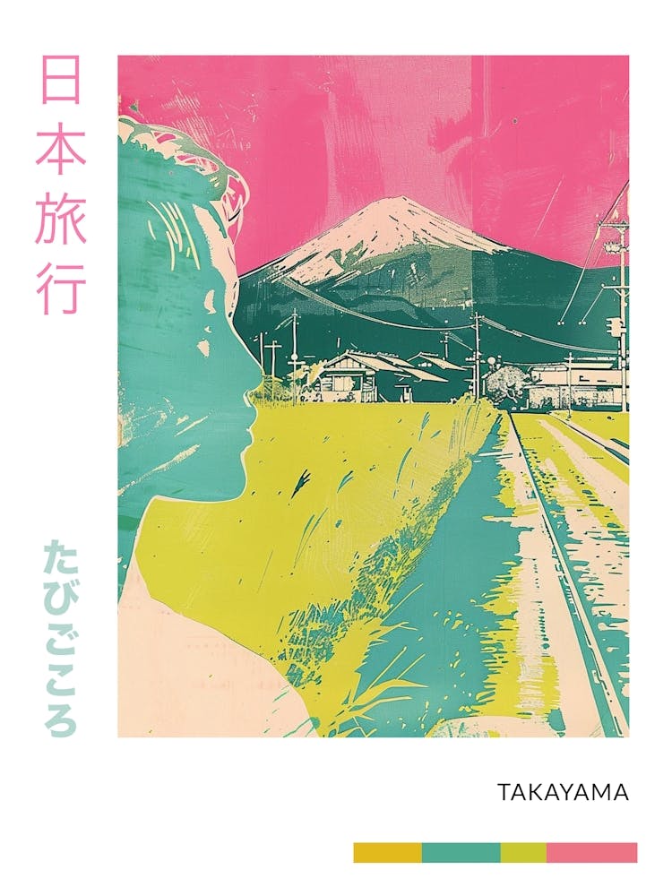 Takayama Japan Retro Duotone Silkscreen Poster 1