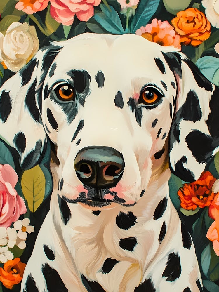 Dalmatian Dog Bloom Painting