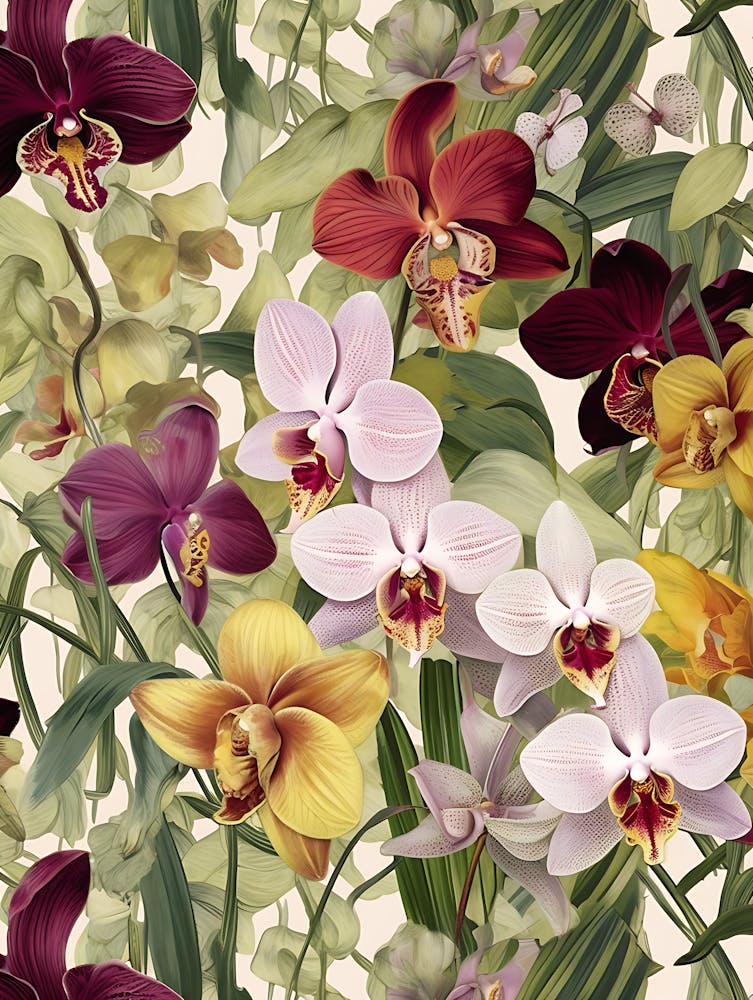 Orchids Seamless Pattern 1
