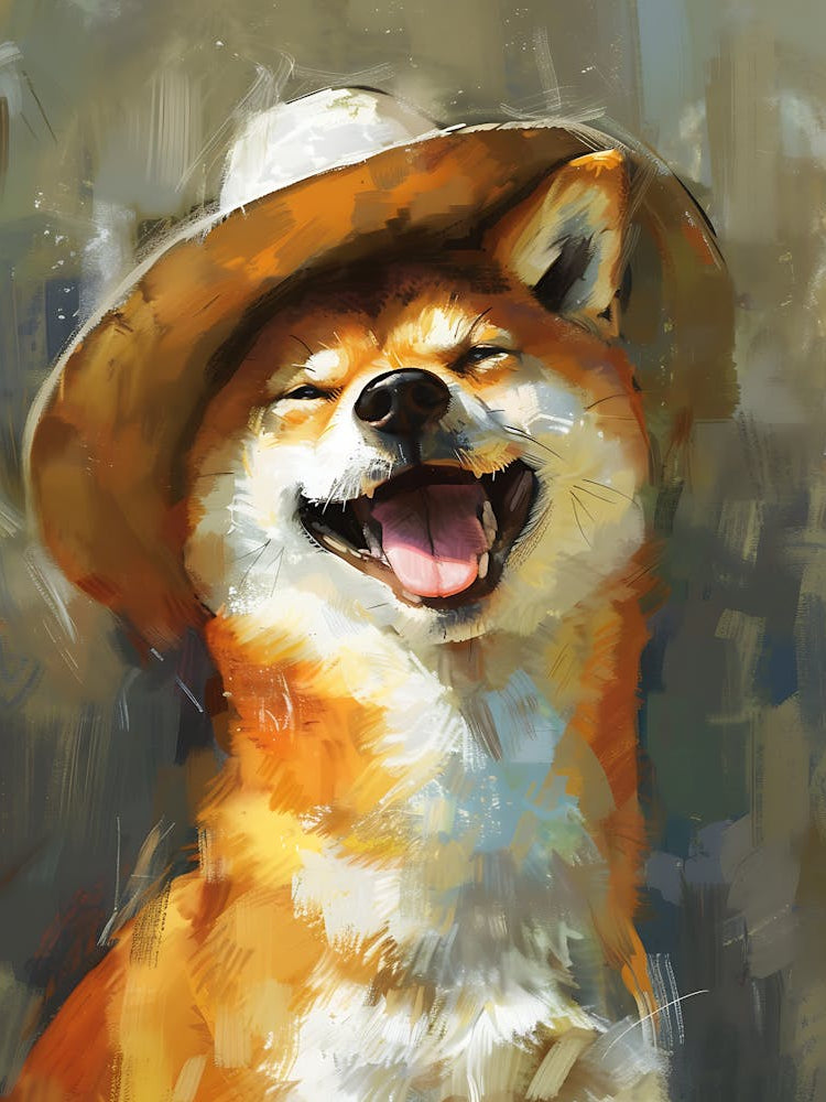 Oil Painting Smiling Shiba Inu 4