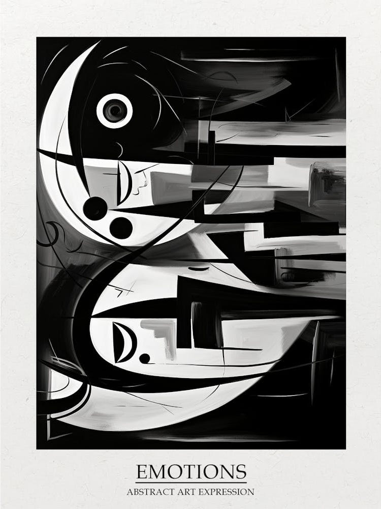 Emotions Abstract Black And White 8 Poster