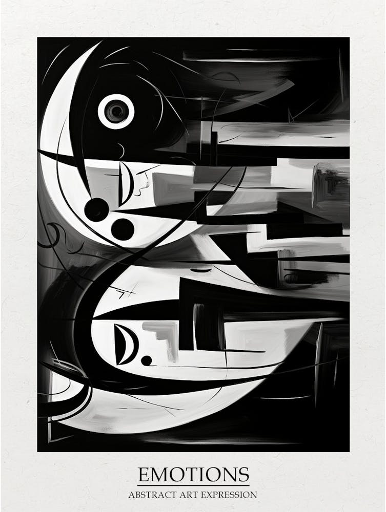 Emotions Abstract Black And White 8 Poster