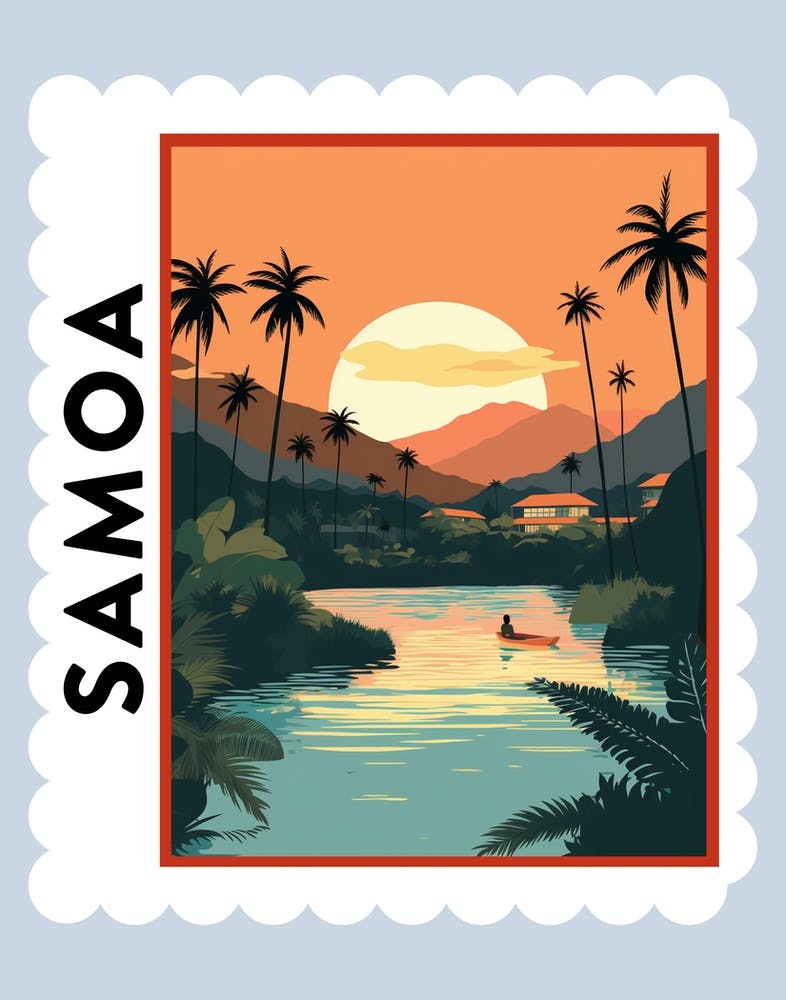 Samoa 1 Travel Stamp Poster