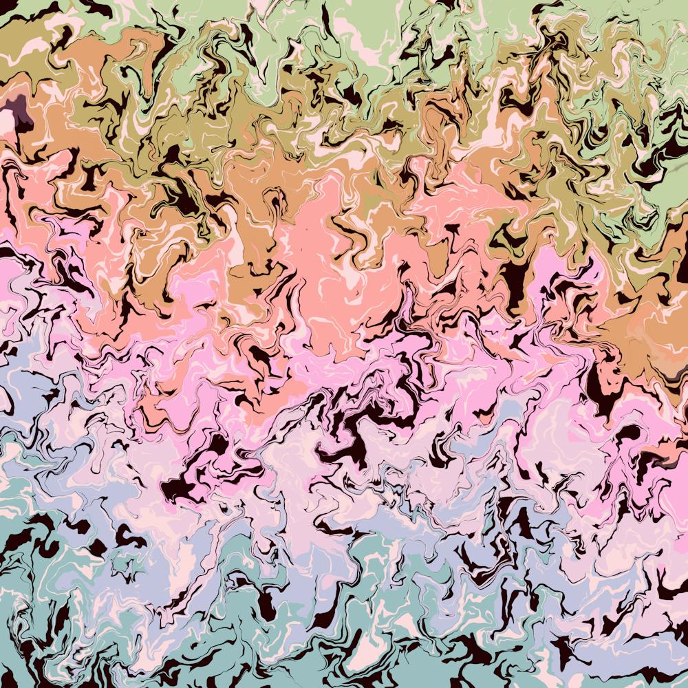 Abstract Marble Swirl Painting - Fluid Pastel Design - Retro Vintage Vibe - Pink Green Orange Blue - Rainbow Gradient