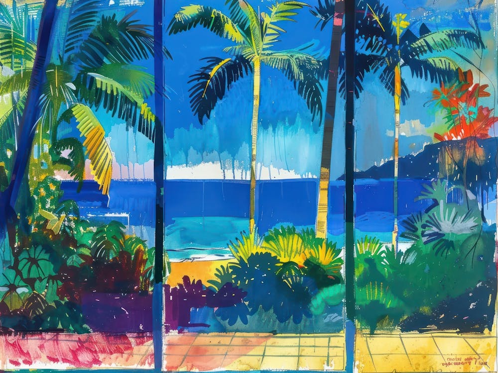 Honolulu From The Window View Painting 3