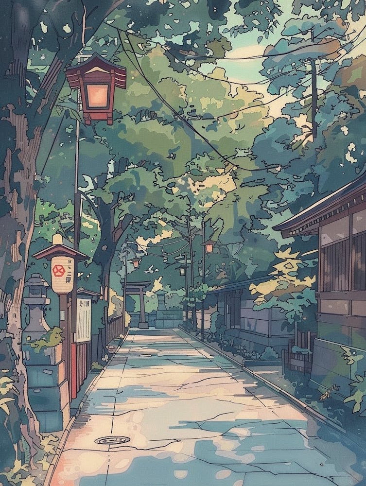 Kobe Japan 3 Retro Illustration