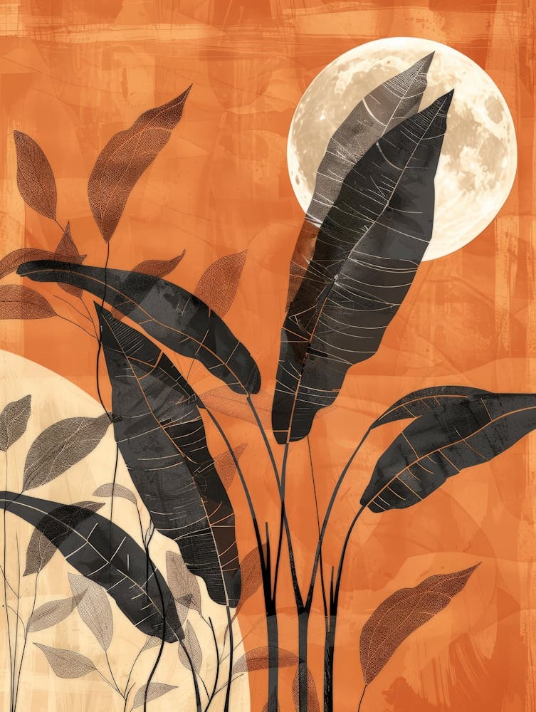 Banana Leaves And Moon