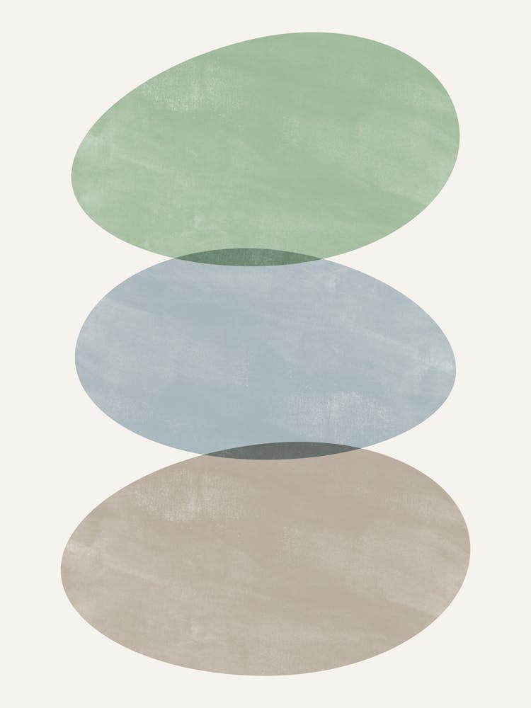 Balancing Zen Stones, Abstract Organic Shapes in Cool Tones