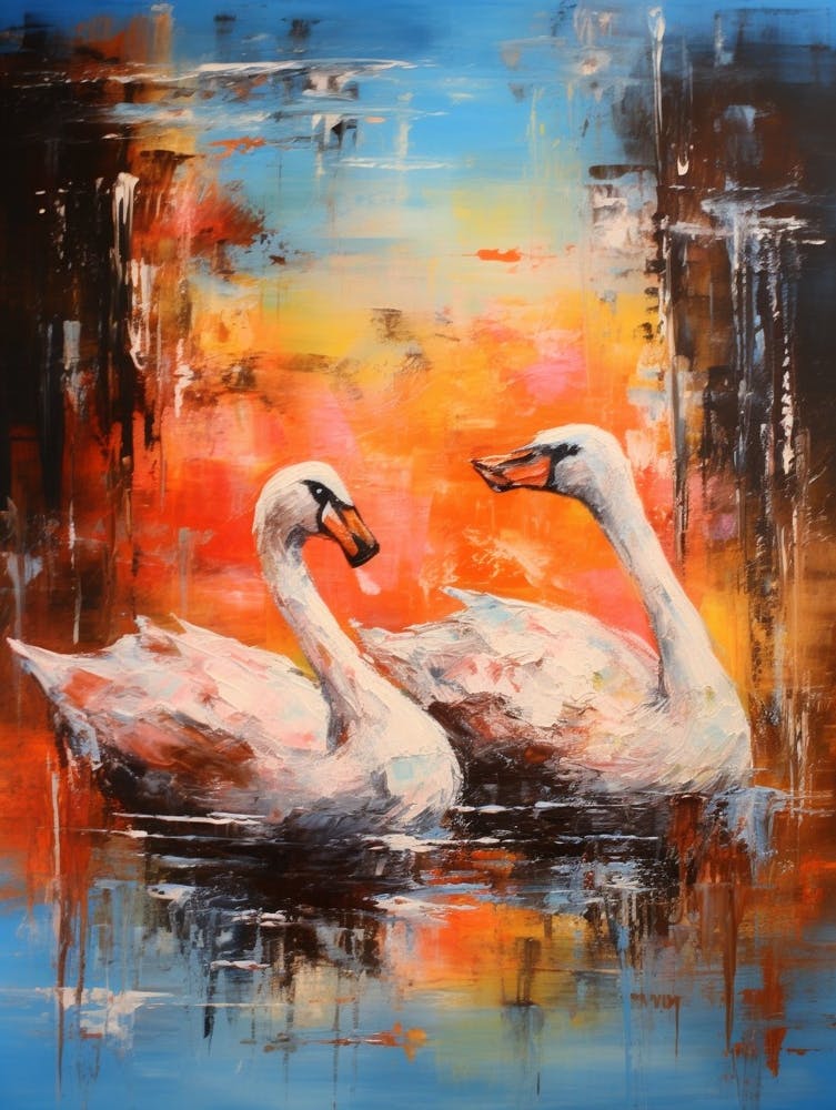 Swans Abstract Expressionism 4