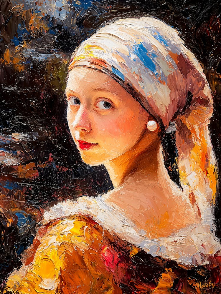 Impressionist Inspired Girl With A Pearl Poster