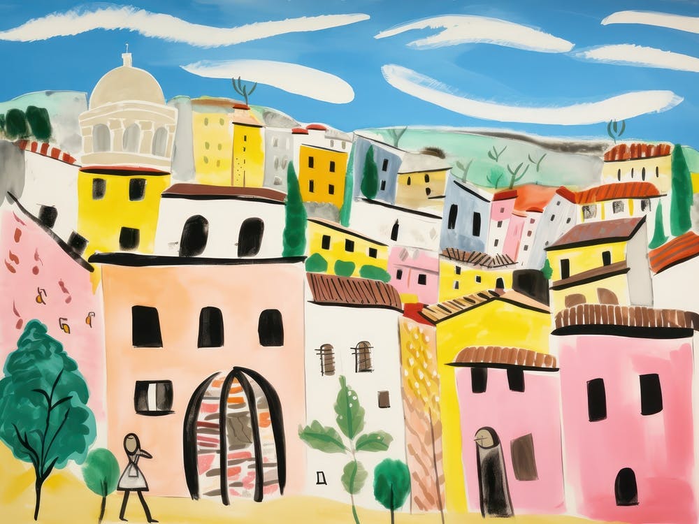 Perugia Italien 2 Süße Aquarell-Illustration