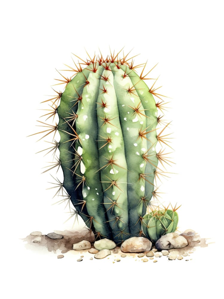 Carnegiea Gigantea Subulata Cactus Watercolour Drawing 1
