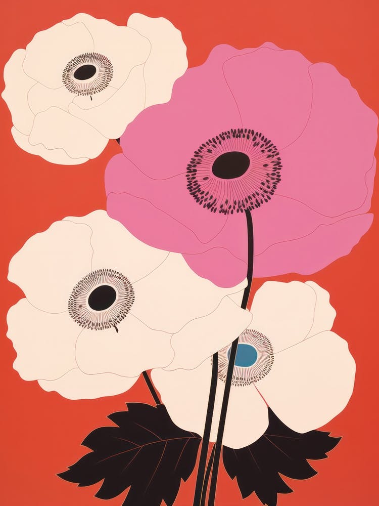 Anemones Flower Big Bold Illustration 3