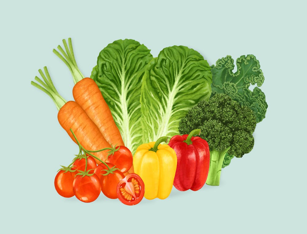 Vegetables On A Blue Background