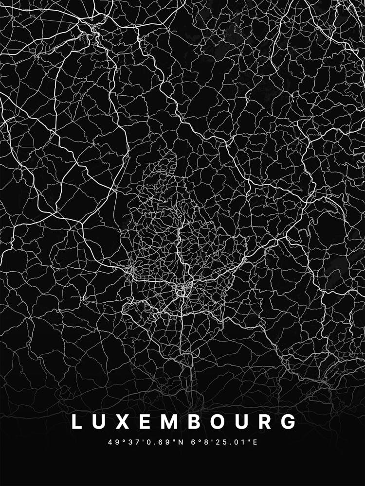 Luxembourg Black Map