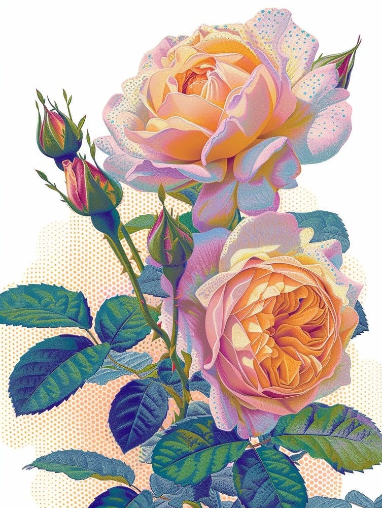English Roses Painting Dotted Line 1