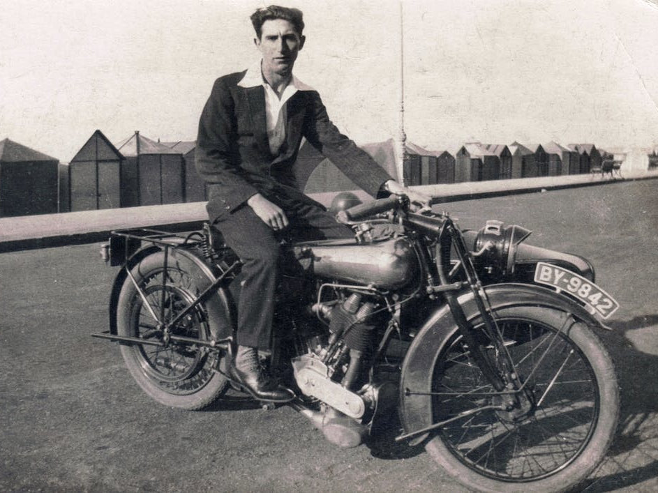 Young Man On A Brough Superior Motorbike 1920s Black & White