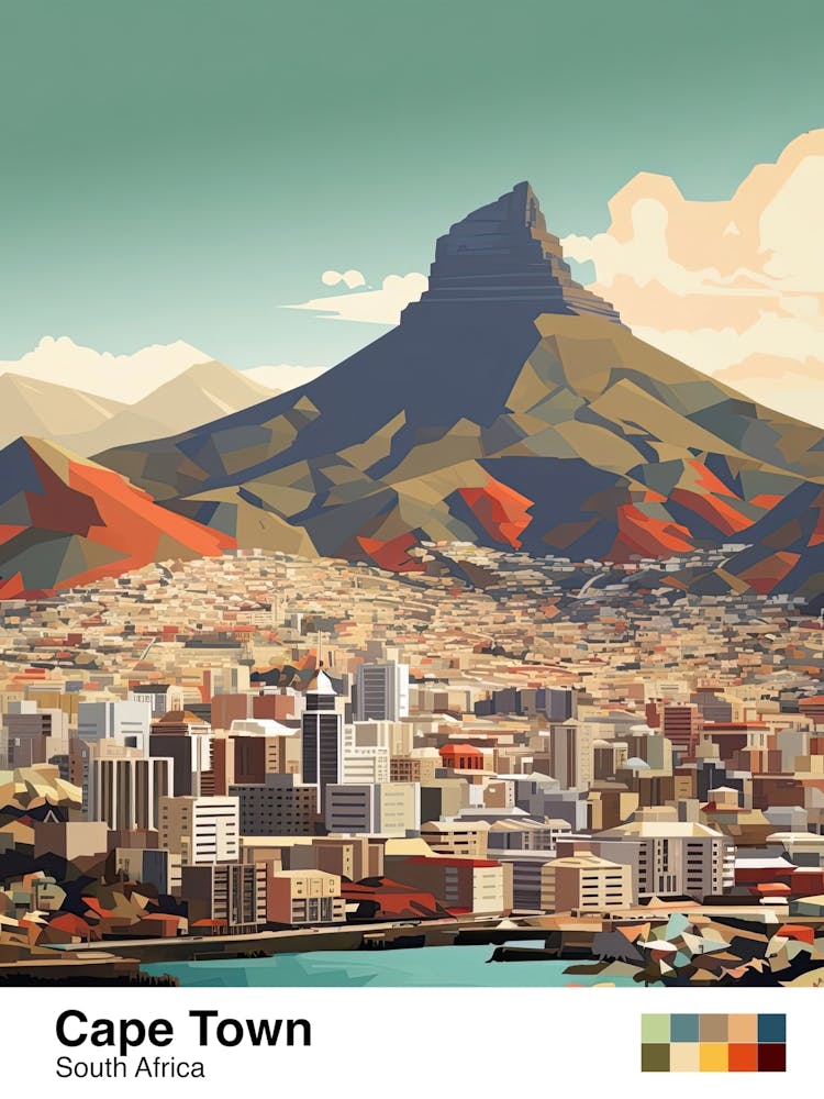 Cape Town, South Africa, Geometric Illustration 4 Poster