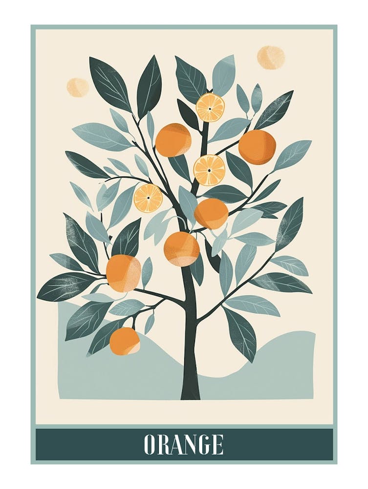 Orange Tree Flat Illustration 2 Poster