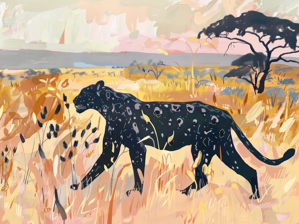 Black Panthers Tropical Jungle Illustration 2
