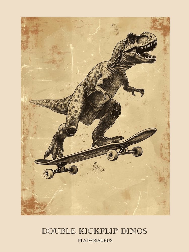 Plateosaurus Vintage Dinosaur Poster 1