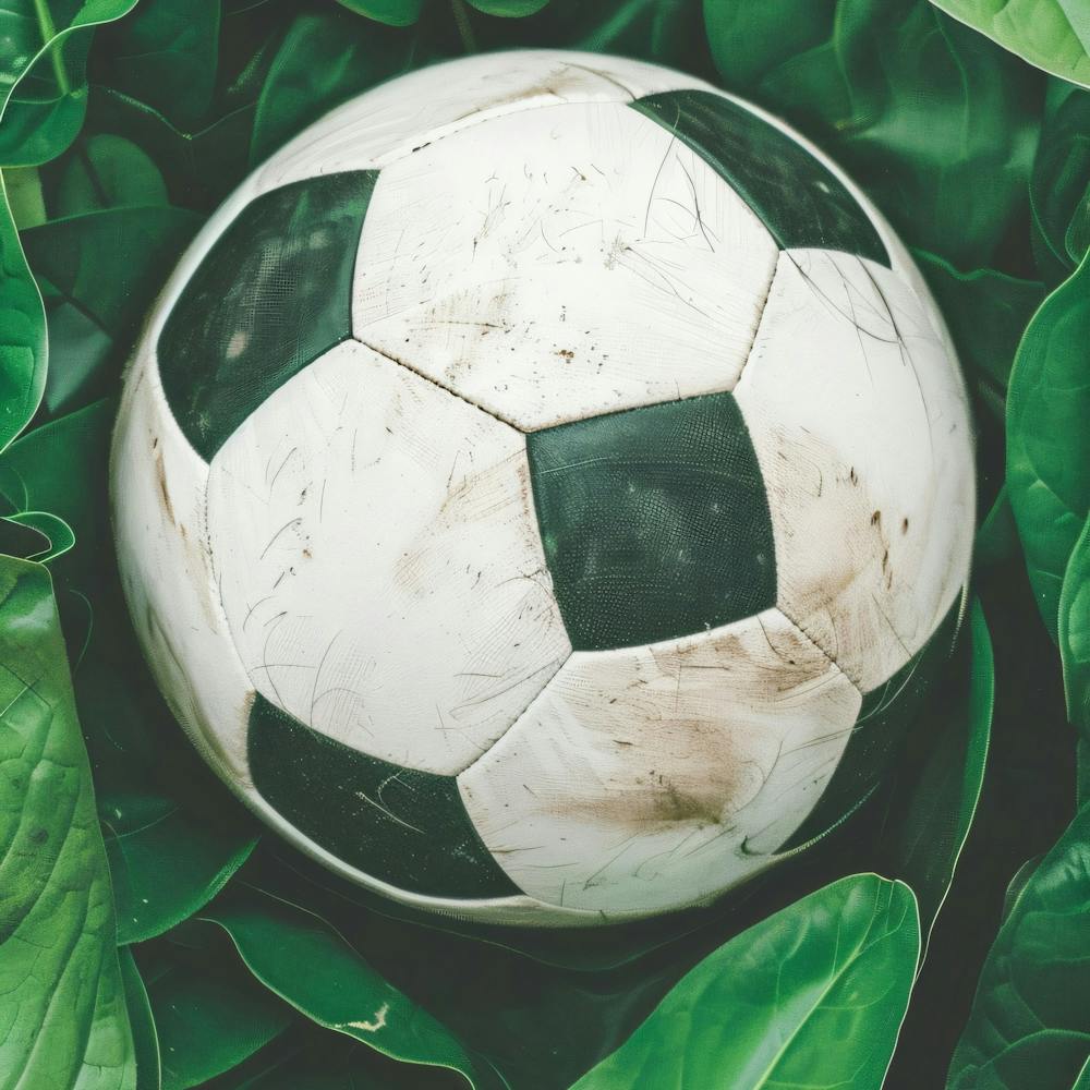 Soccer Ball In Green Leaves