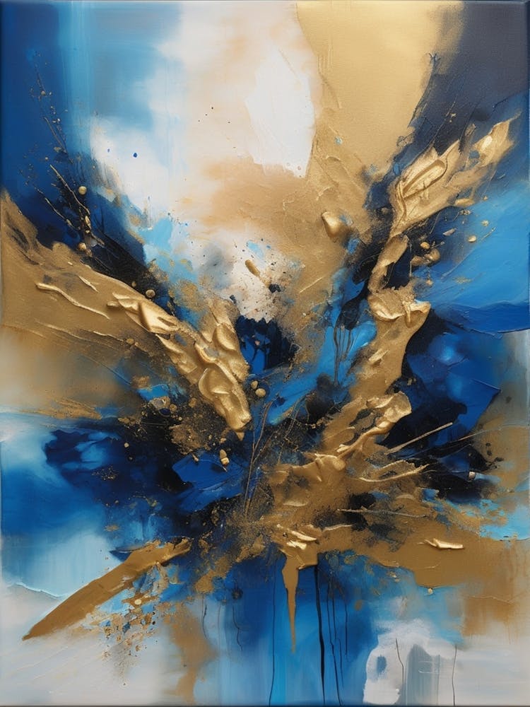 Abstract Blue And Gold Painting 1