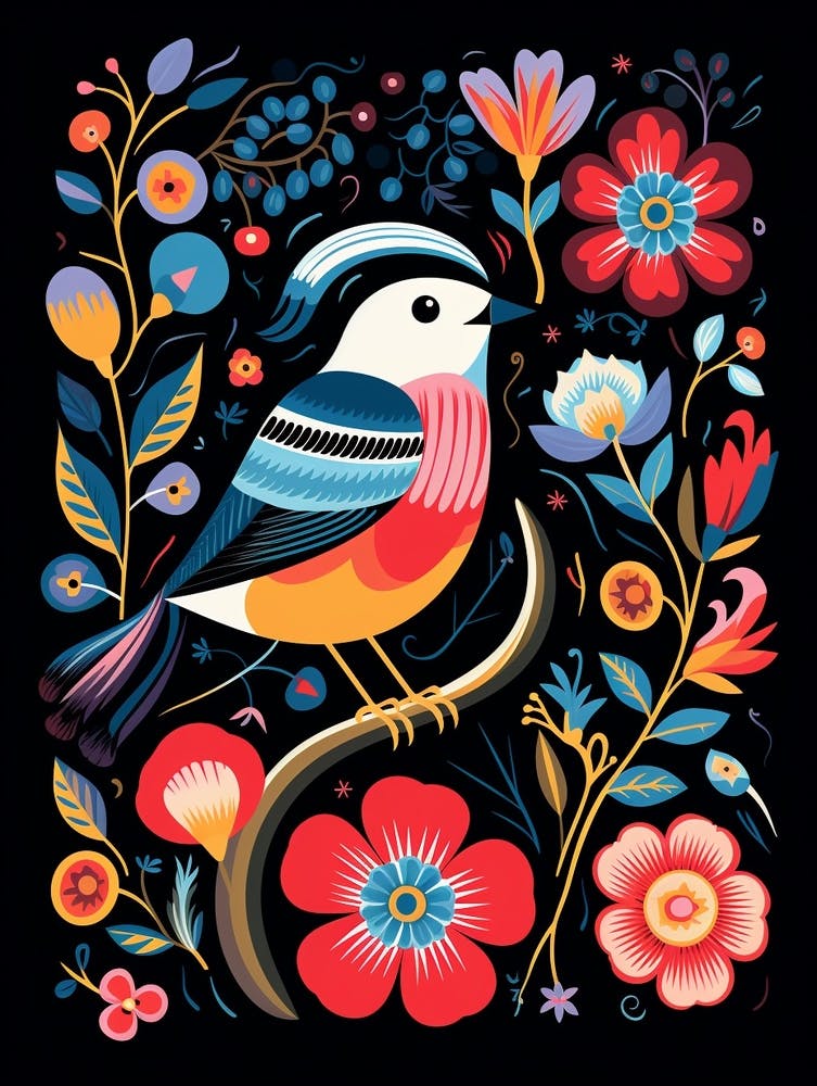 Folk Bird Illustration Carolina Chickadee 3