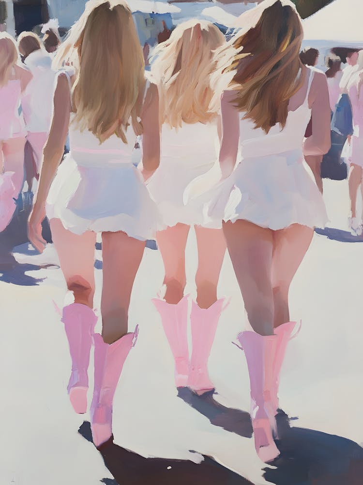 Three Girls In Pink Boots