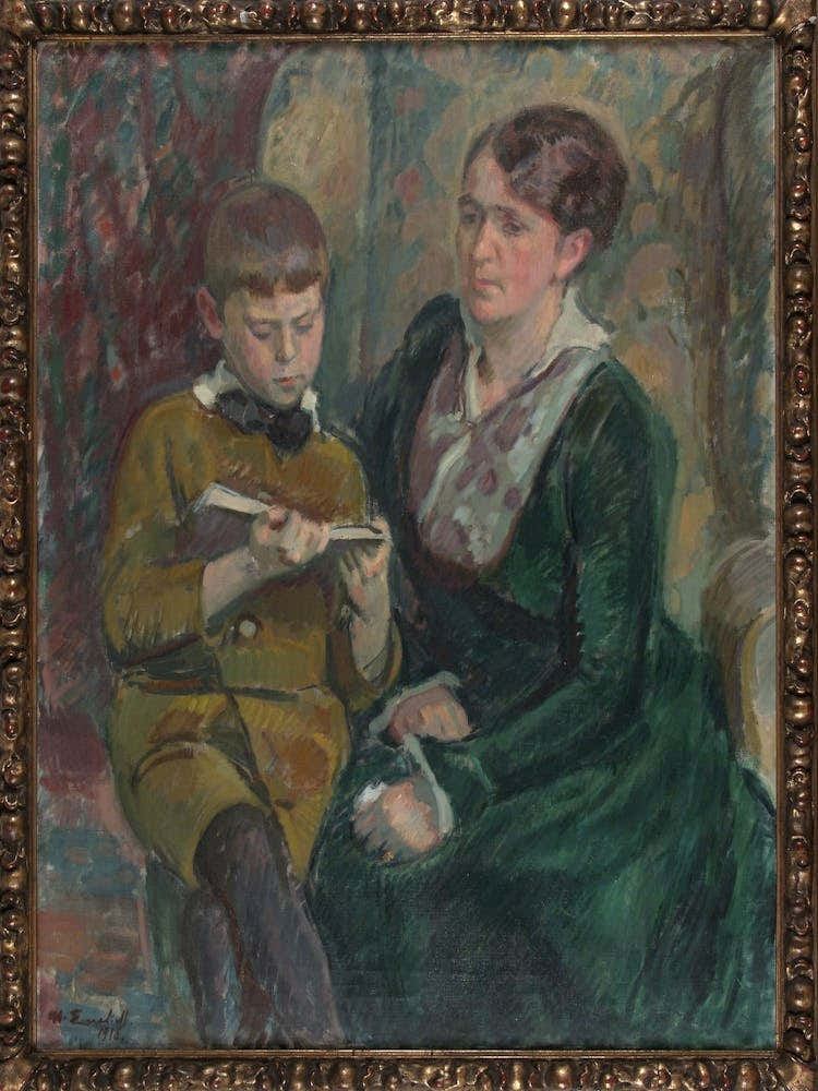 Mrs,Esther Cederhvarf With Her Son,1916, By Magnus Enckell