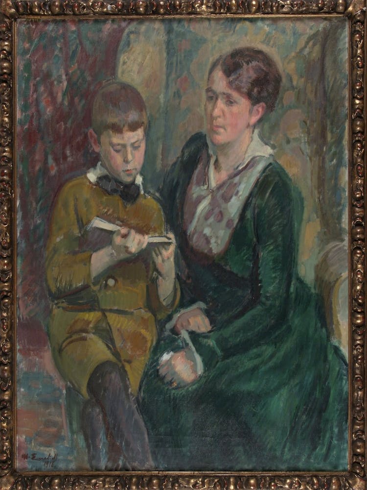 Mrs,Esther Cederhvarf With Her Son,1916, By Magnus Enckell
