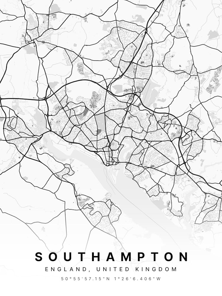 Southhampton England White Map