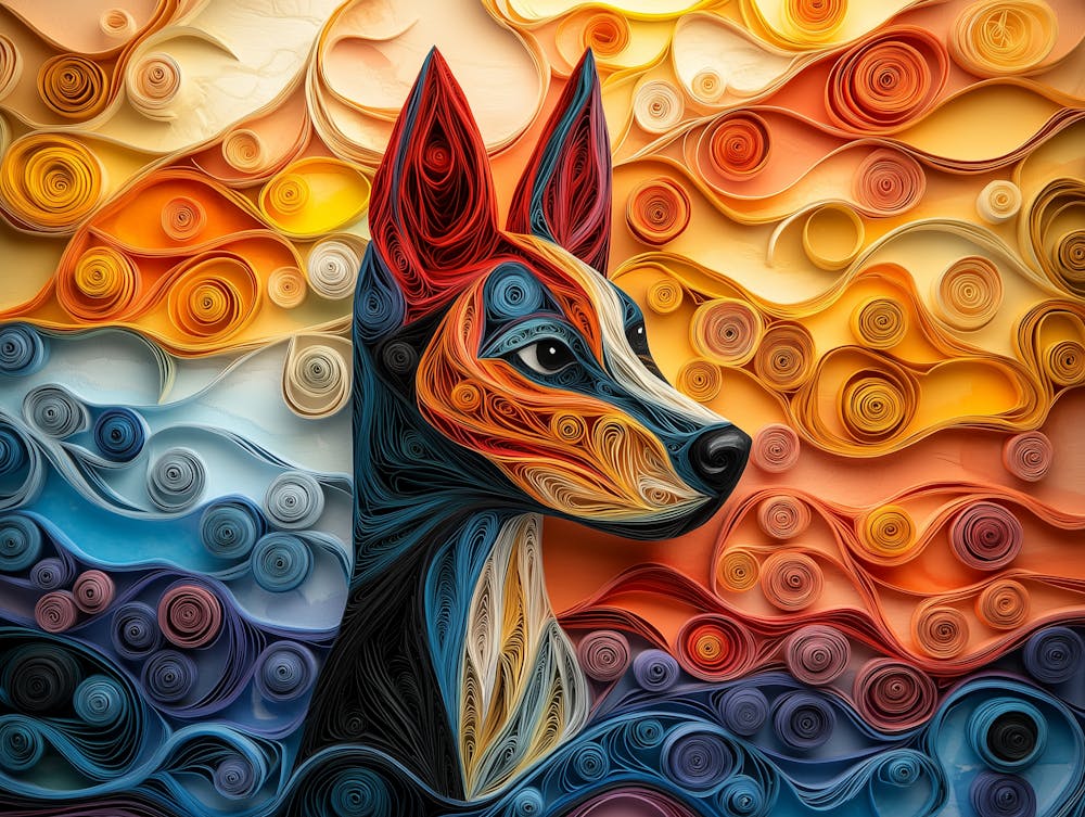 Pharoah Hound Paper Quilling Dog Portrait