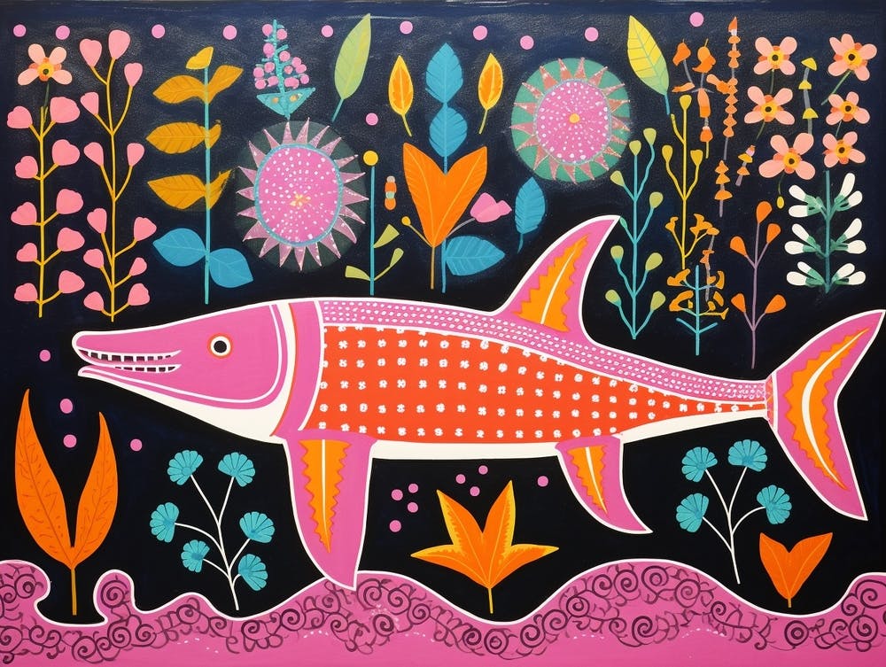 Whale Shark 1 Folk Style Animal Illustration