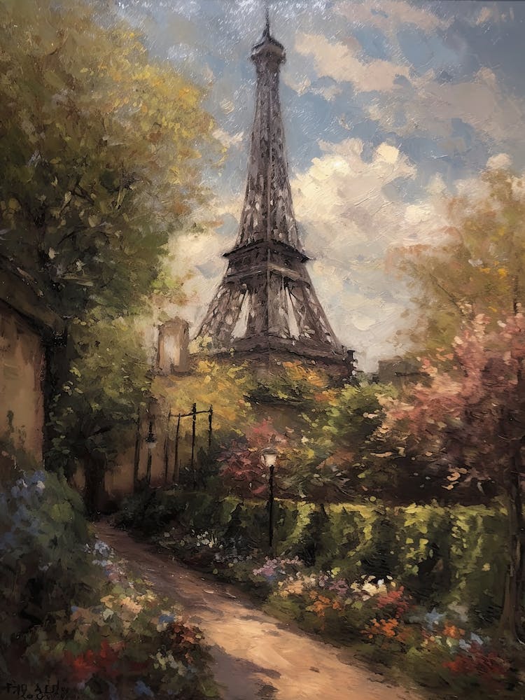 Eiffel Tower Paris France Pissarro Style 2