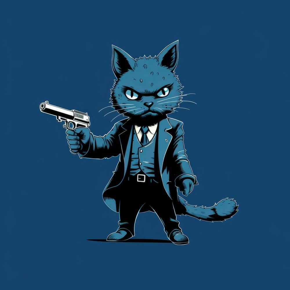 Cat Holding Gun