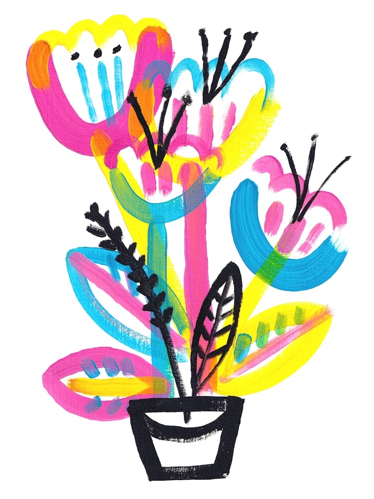 Colourful Flowers In Pot