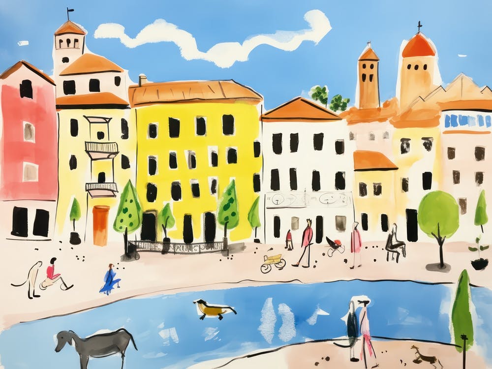 Padua Italy Cute Watercolour Illustration 1