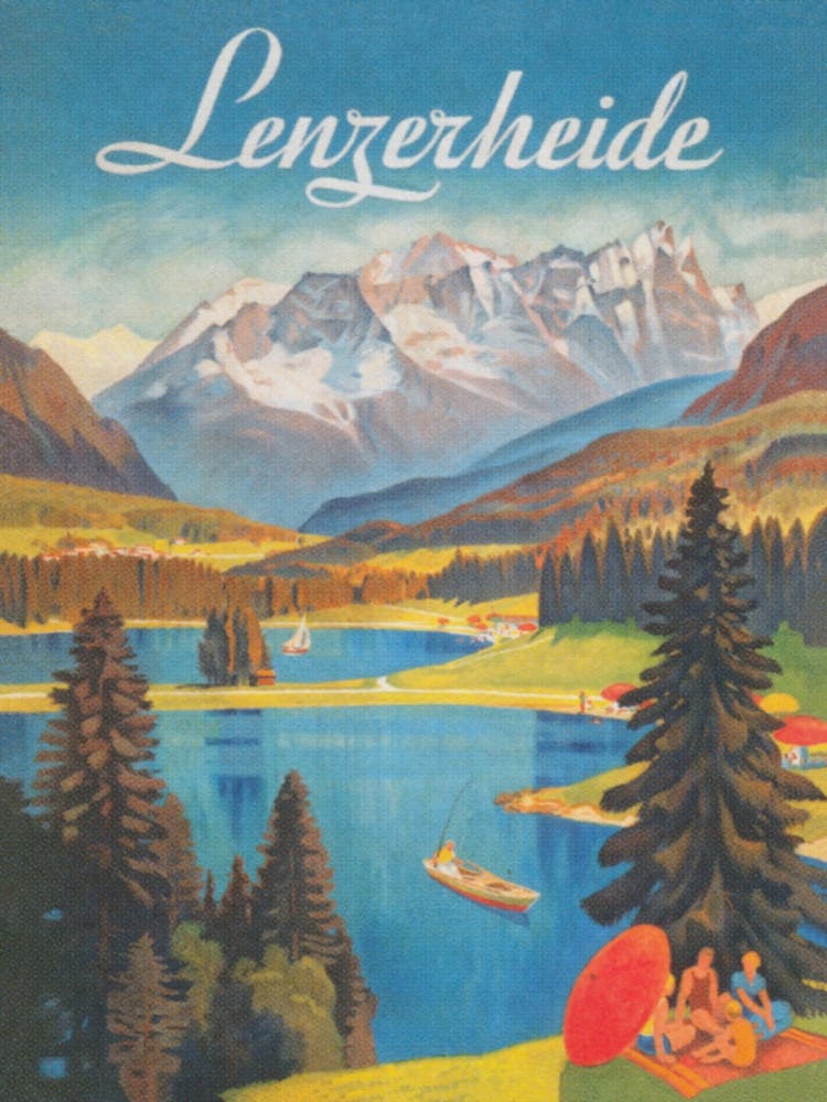Lenzerheide Switzerland Vintage Travel Poster