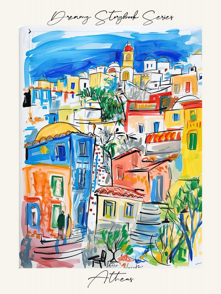 Poster Of Athens, Dreamy Storybook Illustration 3