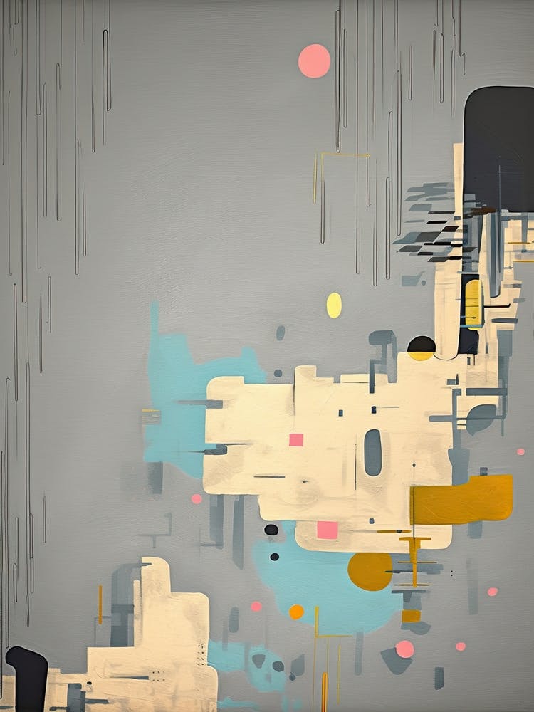 Pink Pop And Grey Painting Abstract