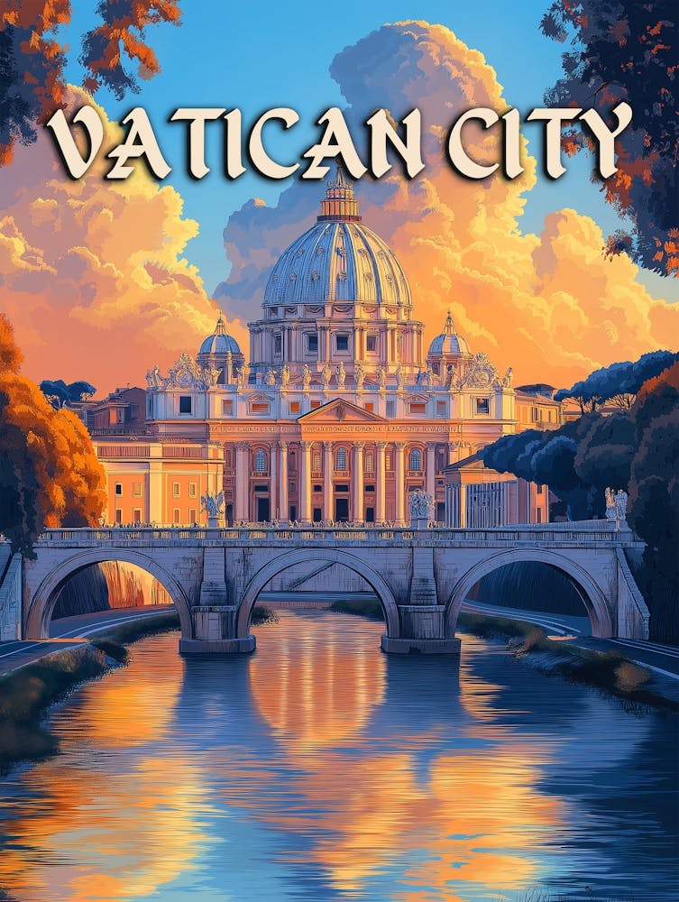 Vintage Vatican City Travel Poster