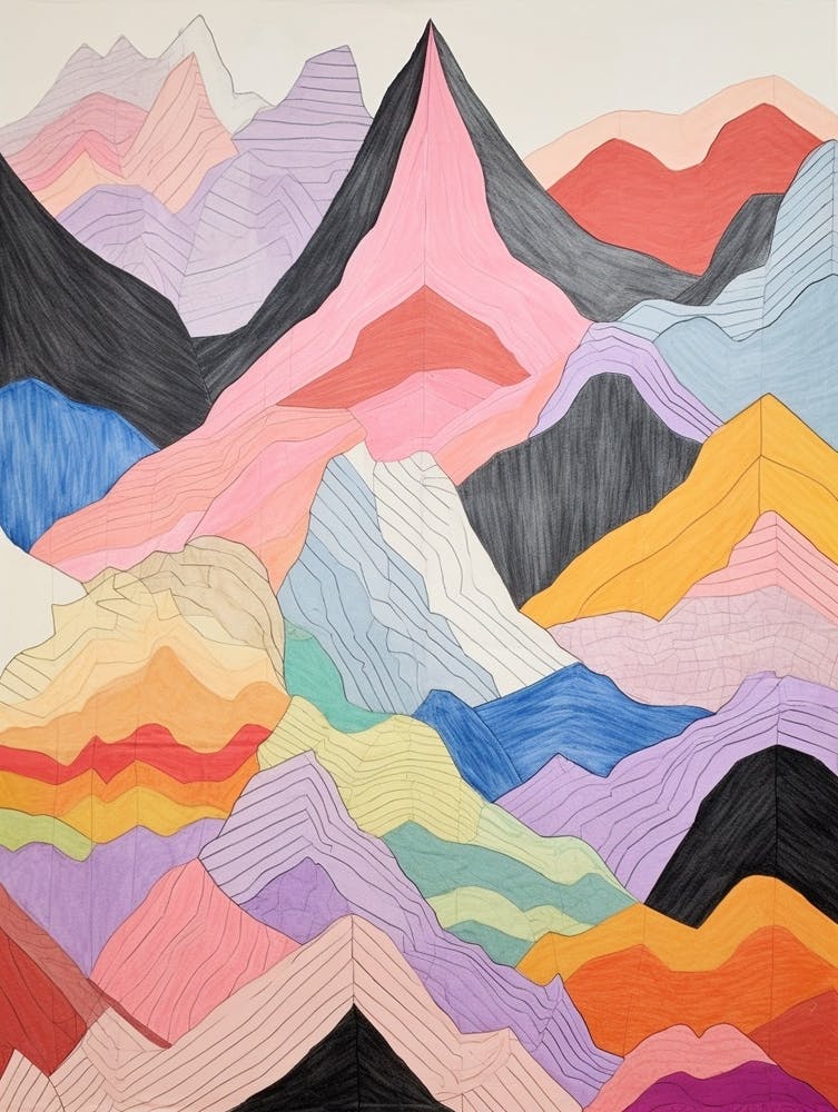 Mount Fairweather Canada And United States Colourful Mountain Illustration