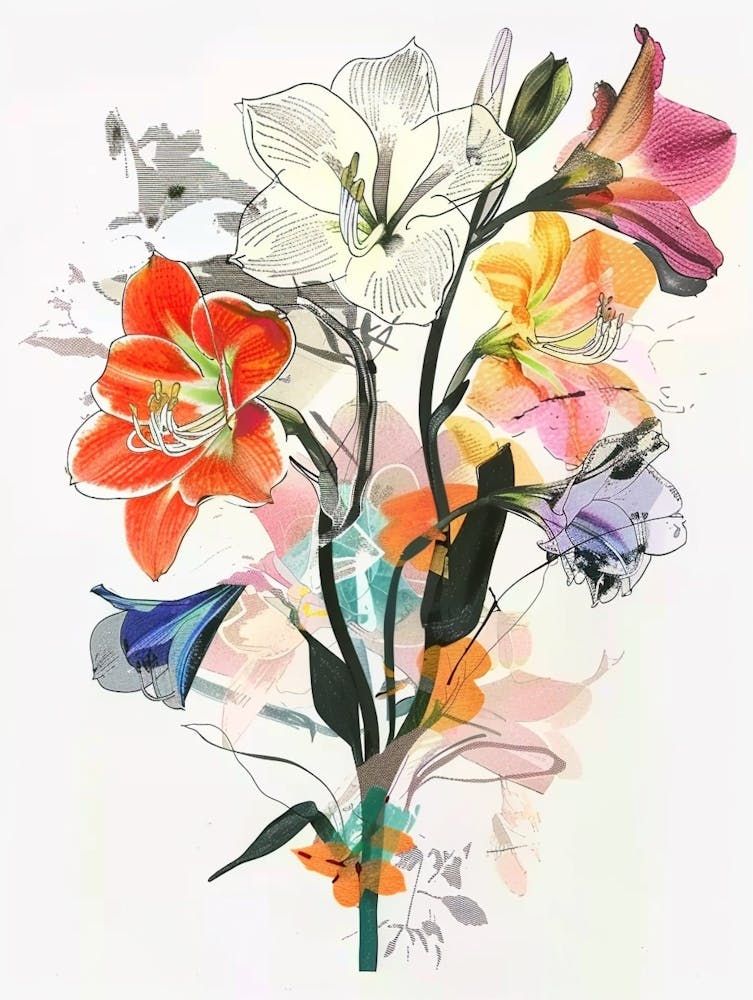 Amaryllis 1 Bouquet de Fleurs en Collage