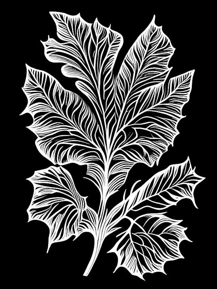 Savory Leaf Linocut 3