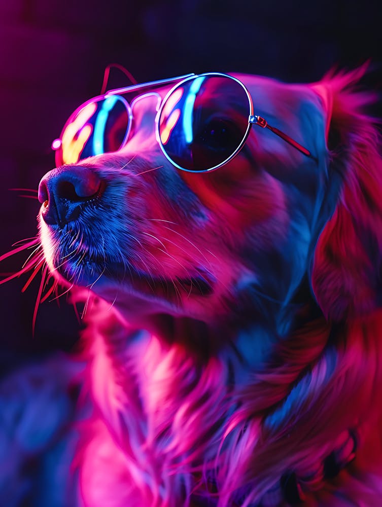 Beautiful Dog Under Neon Lights 16